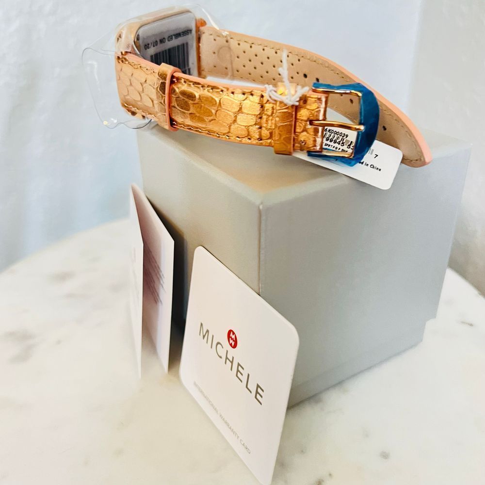 MICHELE Deco Sport Watch Head & Pink Gold Leather Strap Watch, 34mm, NEW IN BOX - Picture 16 of 16